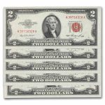 1953 $2.00 U.S. Notes Red Seal AU (Fr#1509) 10 consecutive