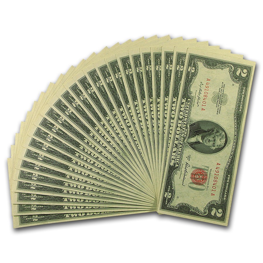 1953-A $2.00 U.S. Notes Red Seal CU (Fr#1510) 25 Consecutive
