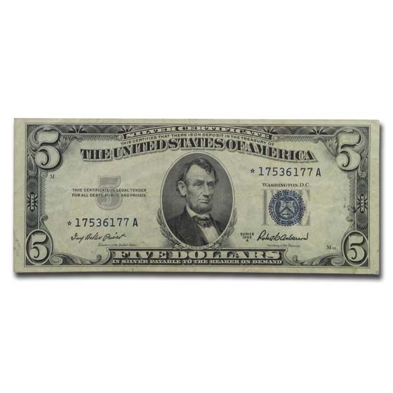 1953-A* $5.00 Silver Certificate VF (Fr#1656*) Star Note