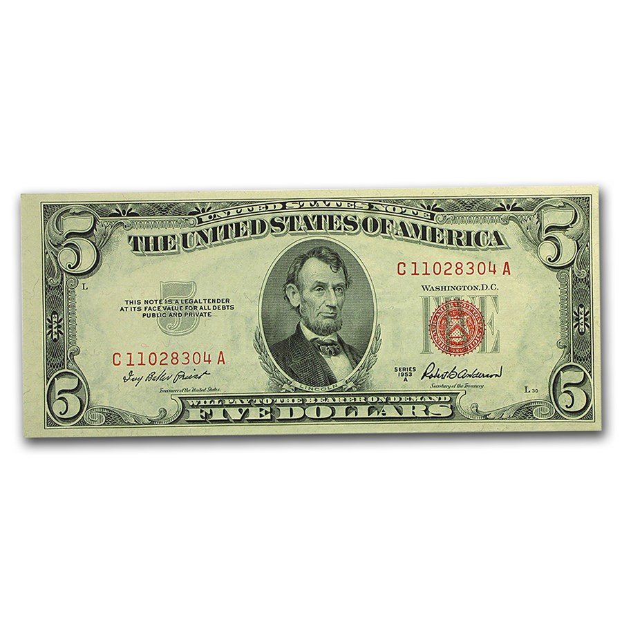 1953-A $5.00 U.S. Note Red Seal CU (Fr#1533)