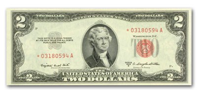 1953-B* $2.00 U.S. Notes Red Seal AU (Fr#1511*) Star Note