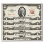 1953-B $2.00 U.S. Notes Red Seal CU (Fr#1511) 5 Consecutive