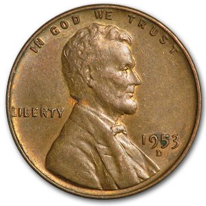 1953-D Lincoln Cent Fine+