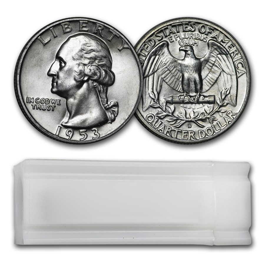 1953-D Washington Quarter 40-Coin Roll BU