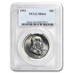 1953 Franklin Half Dollar MS-64 PCGS