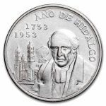 1953 Mexico Silver 5 Pesos Hidalgo Bicentennial AU (ASW .6431 oz)
