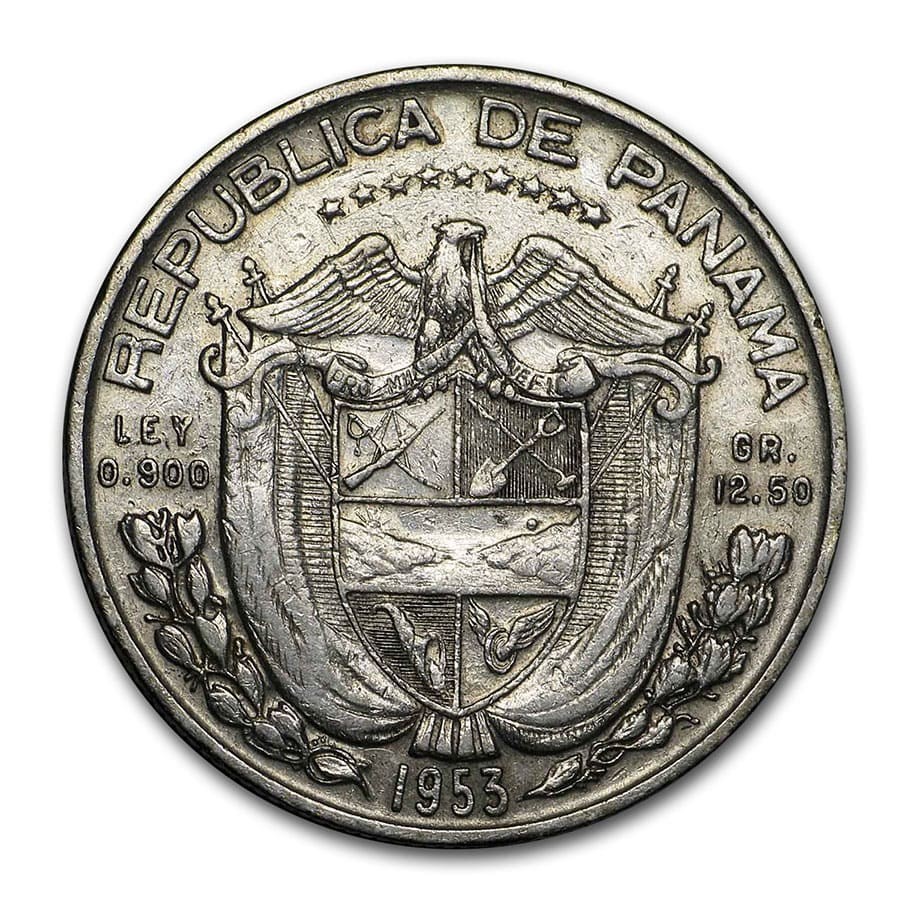 1953 Panama Silver 1/2 Balboa AU