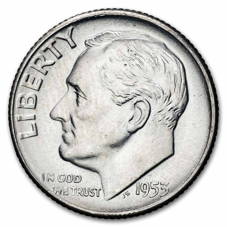 1953 Roosevelt Dime BU
