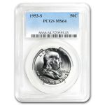 1953-S Franklin Half Dollar MS-64 PCGS