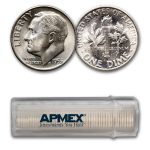 1953-S Roosevelt Dime 50-Coin Roll BU