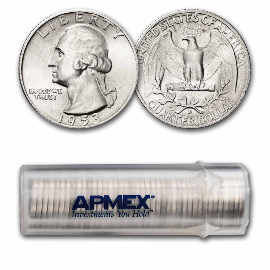 1953-S Washington Quarter 40-Coin Roll BU
