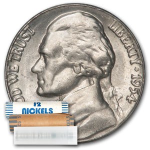 1954-D Jefferson Nickel 40-Coin Roll BU