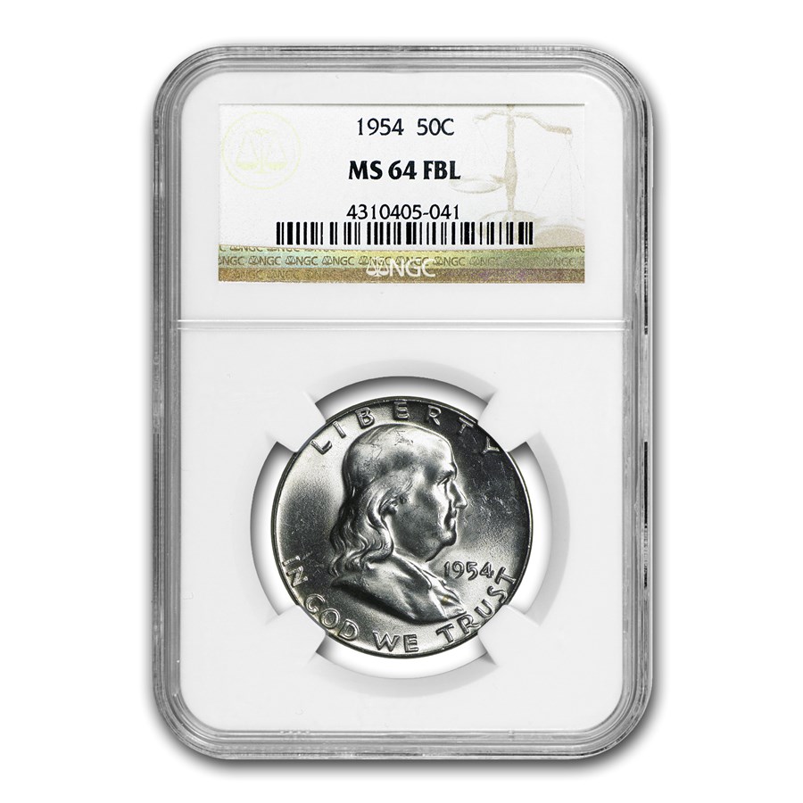 1954 Franklin Half Dollar MS-64 NGC (FBL)