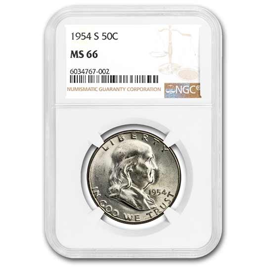 1954-S Franklin Half Dollar MS-66 NGC