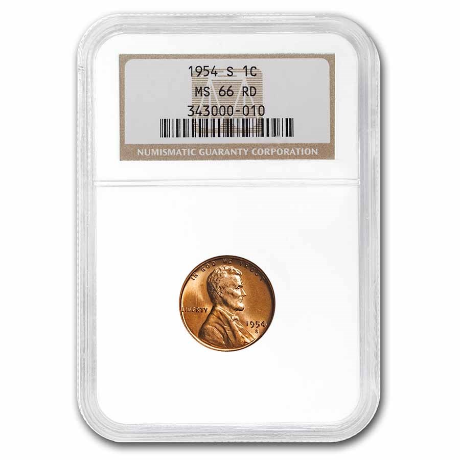 1954-S Lincoln Cent MS-66 NGC (Red)