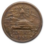1955-1971 Mexico 20 Centavos Pyramid of the Sun Avg Circ