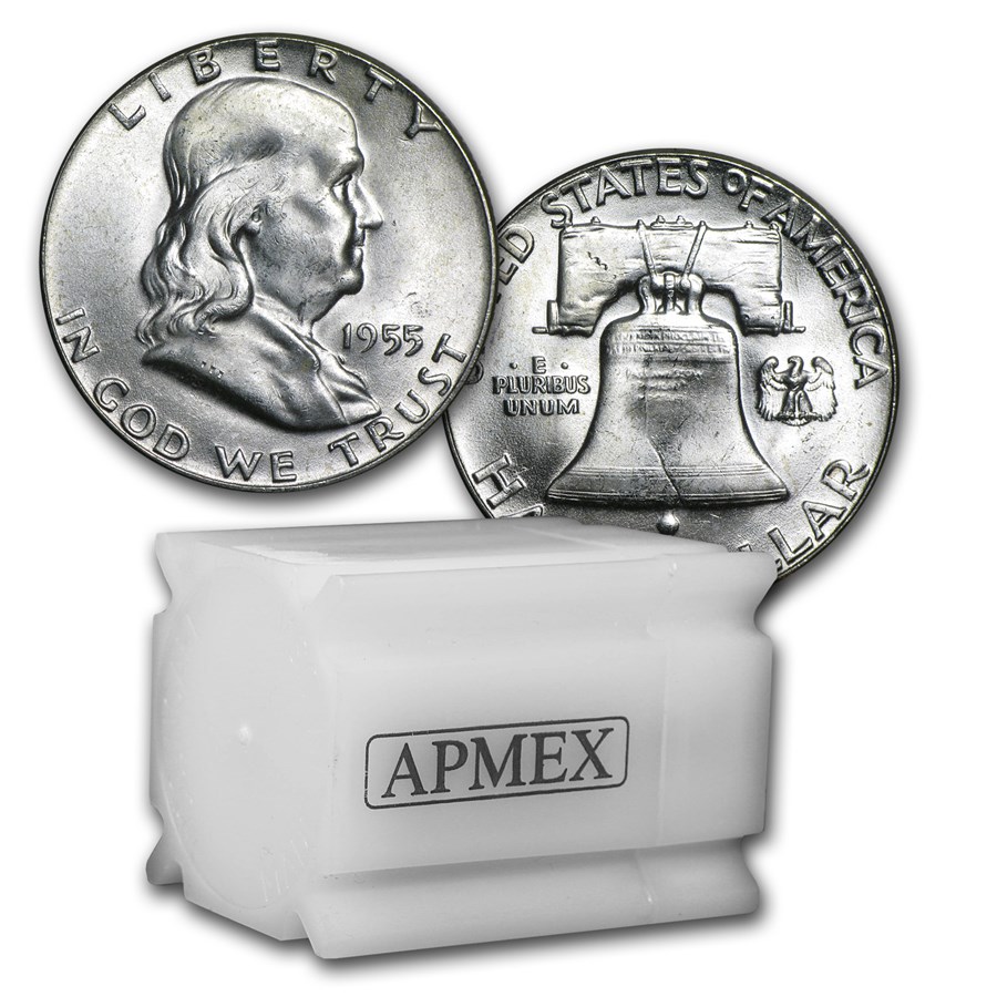 1955 Franklin Half Dollar 20-Coin Roll BU