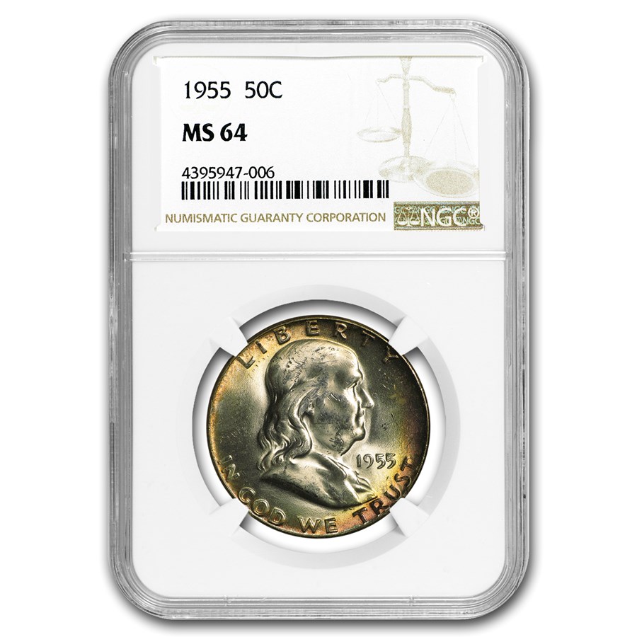 1955 Franklin Half Dollar MS-64 NGC