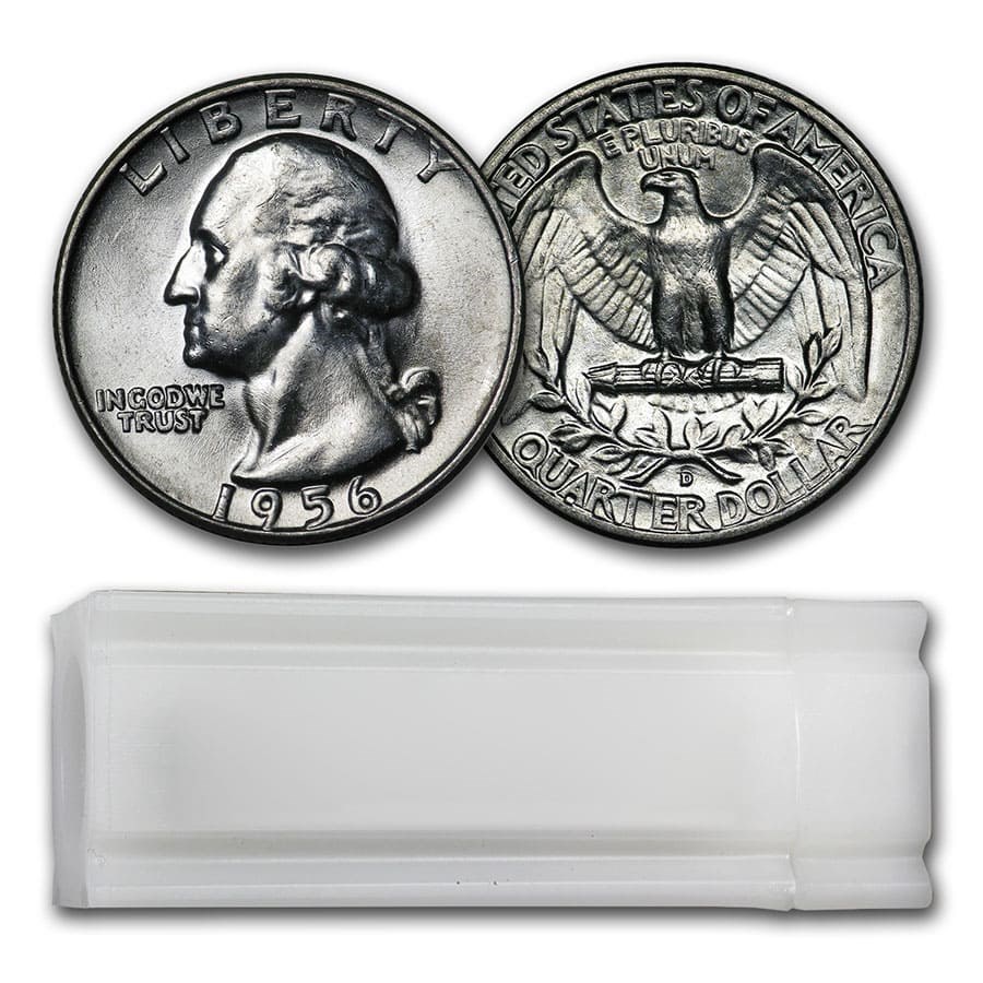 1956-D Washington Quarter 40-Coin Roll BU