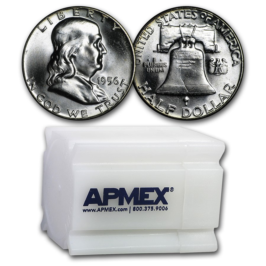 1956 Franklin Half Dollar 20-Coin Roll BU