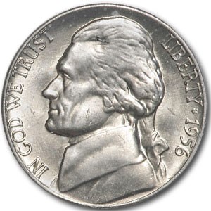 1956 Jefferson Nickel BU