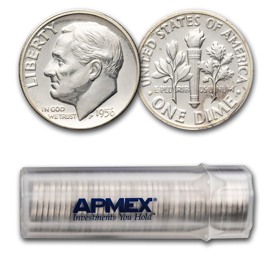 1956 Roosevelt Dime 50-Coin Roll Proof