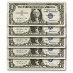 1957 $1.00 Silver Certificate CU (Fr#1619) 9 Consecutive