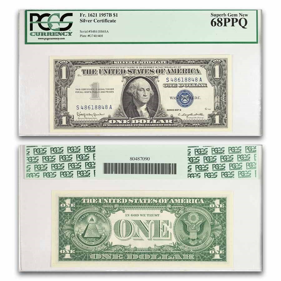 1957-B $1.00 Silver Certificate CU-68 PPQ PCGS (Fr#1621)