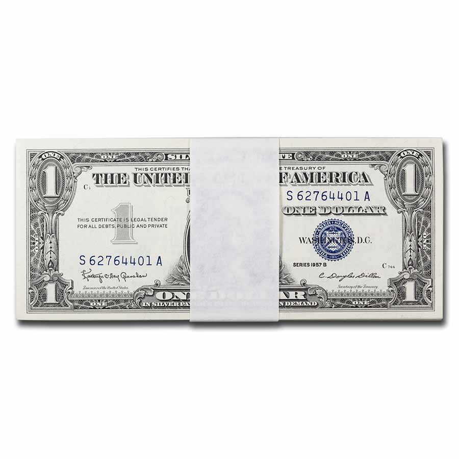 1957-B $1.00 Silver Certificate CU (Fr#1621) 50 Consecutive
