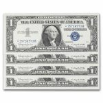 1957-B* $1 Silver Cert AU (Fr#1621*) Star Notes, 4 Consecutive