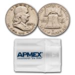 1957-D Franklin Half Dollar 20-Coin Roll Avg Circ