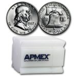 1957-D Franklin Half Dollar 20-Coin Roll BU