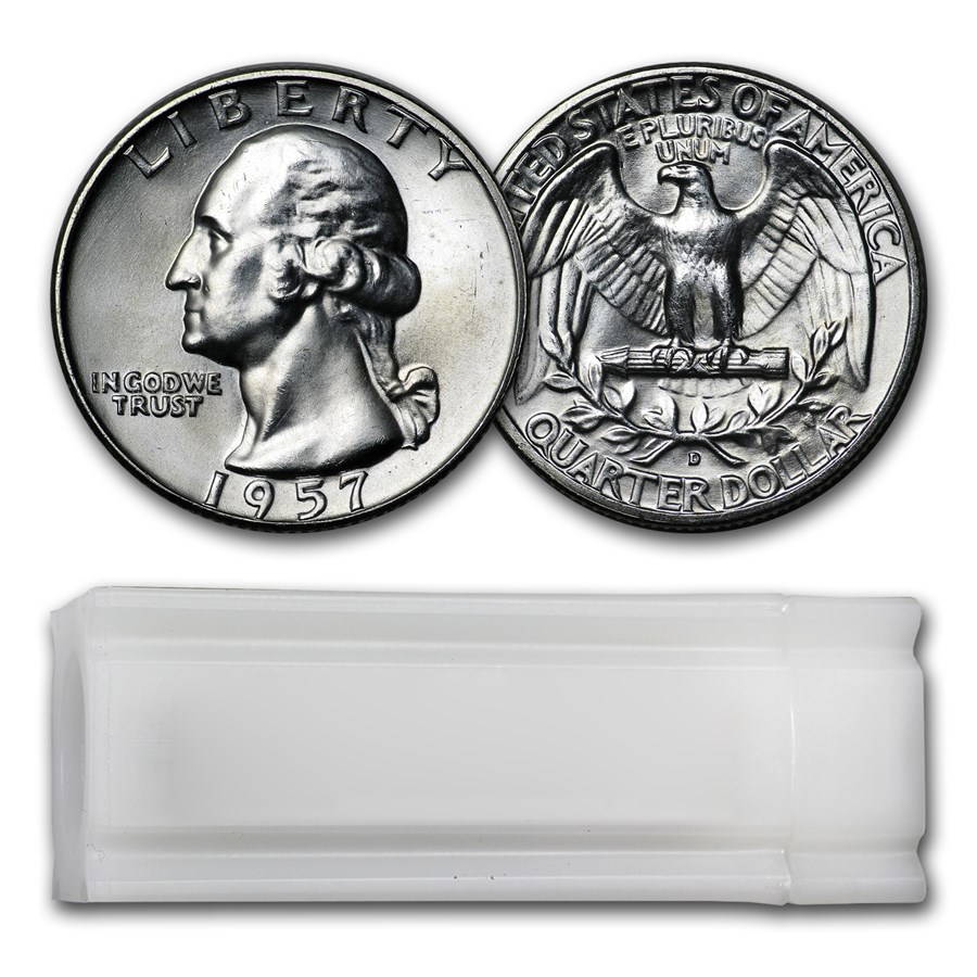 1957-D Washington Quarter 40-Coin Roll BU