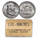 1958 Franklin Half Dollar 20-Coin Roll BU (Bank Wrapped)