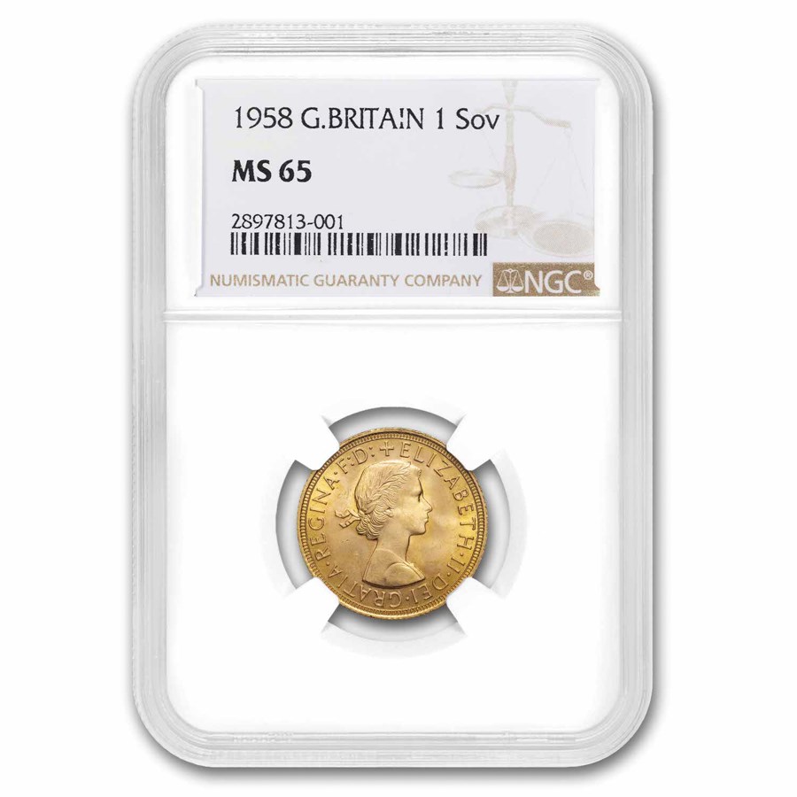 1958 Great Britain Gold Sovereign Elizabeth II MS-65 NGC