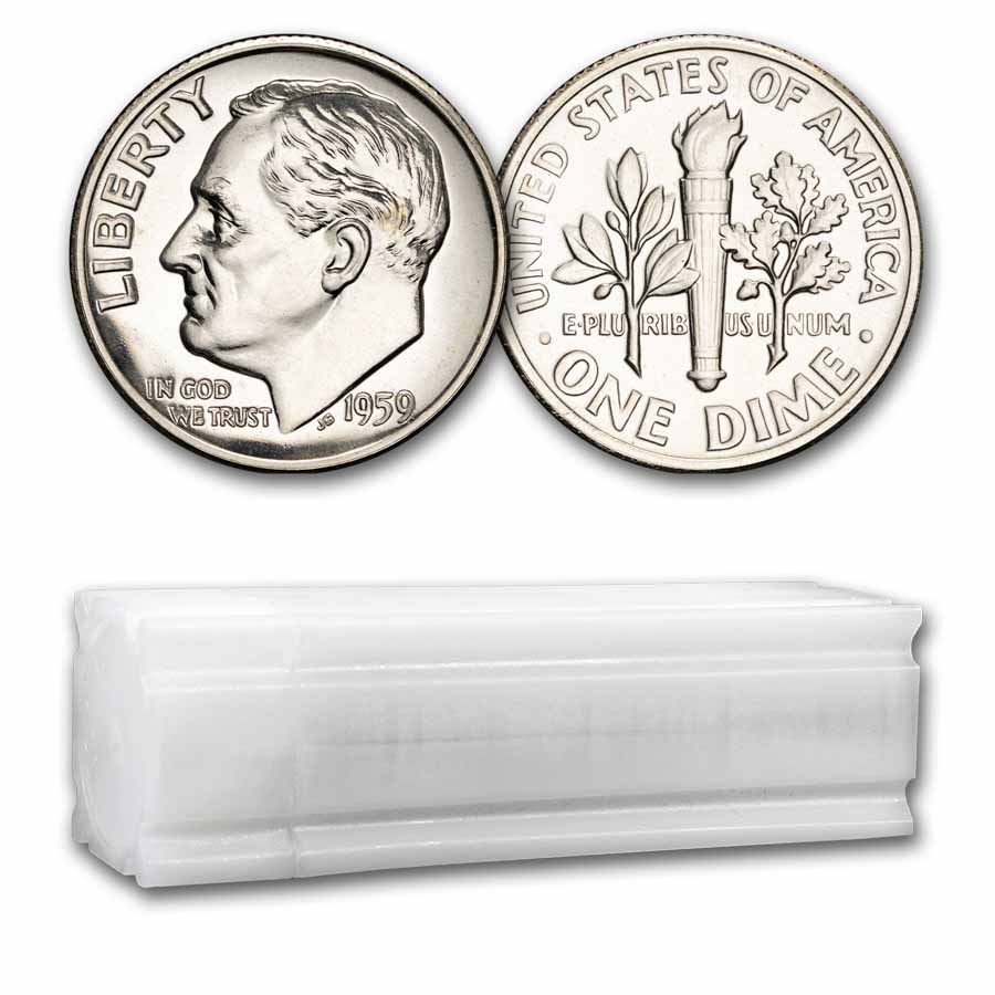1958 Roosevelt Dime 50-Coin Roll Proof