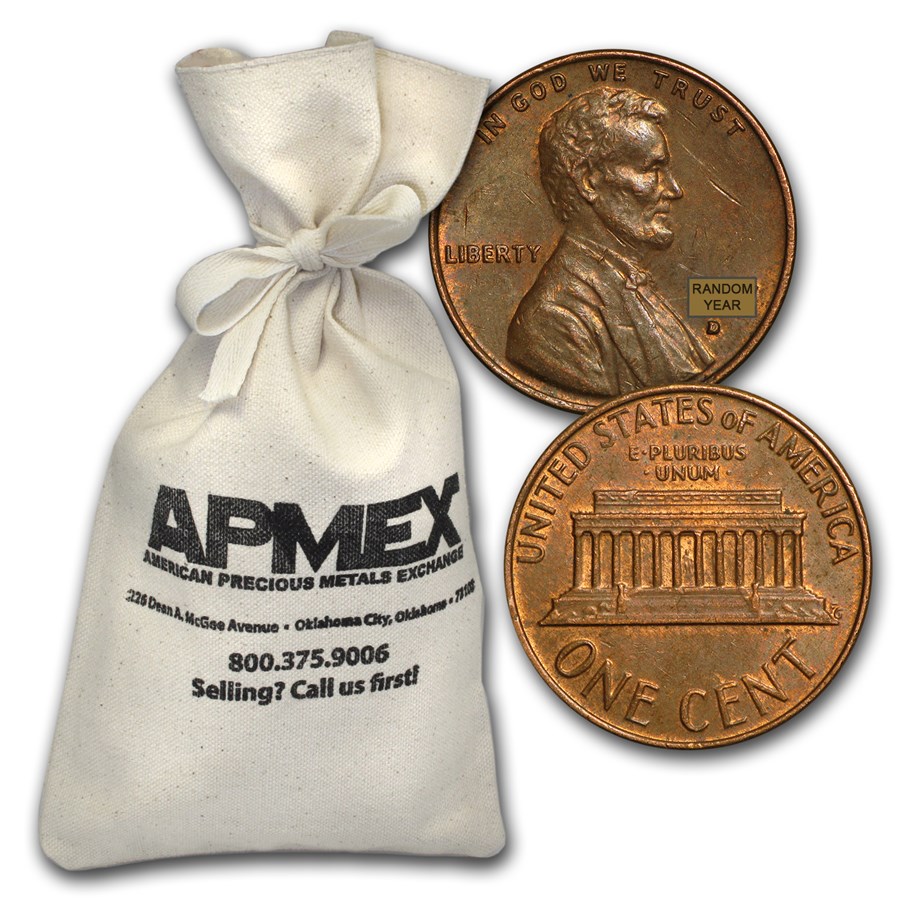 1959-1982 Copper Lincoln Cent 5000 Coin Bag ($50 FV) Avg Circ