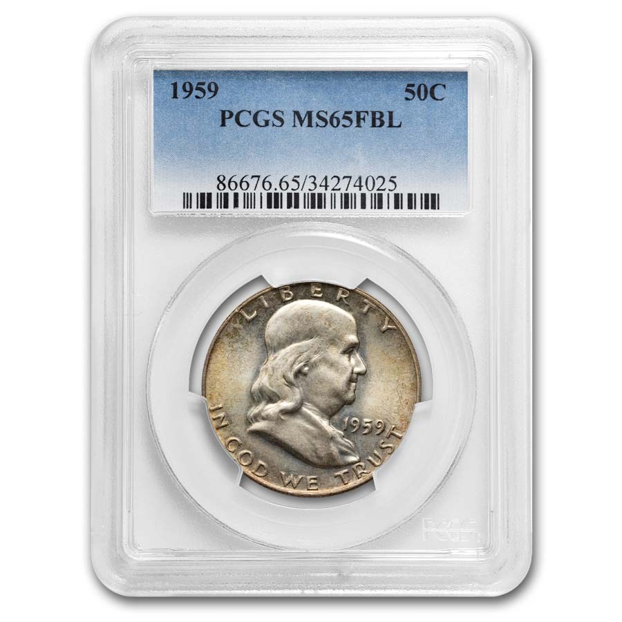 1959 Franklin Half Dollar MS-65 PCGS (FBL, Toned)