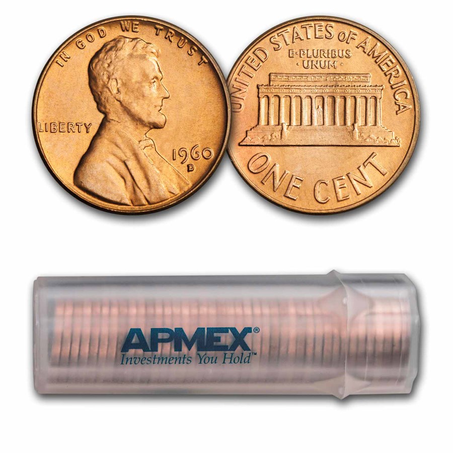 1960-D Lincoln Cent Large Date 50-Coin Roll BU