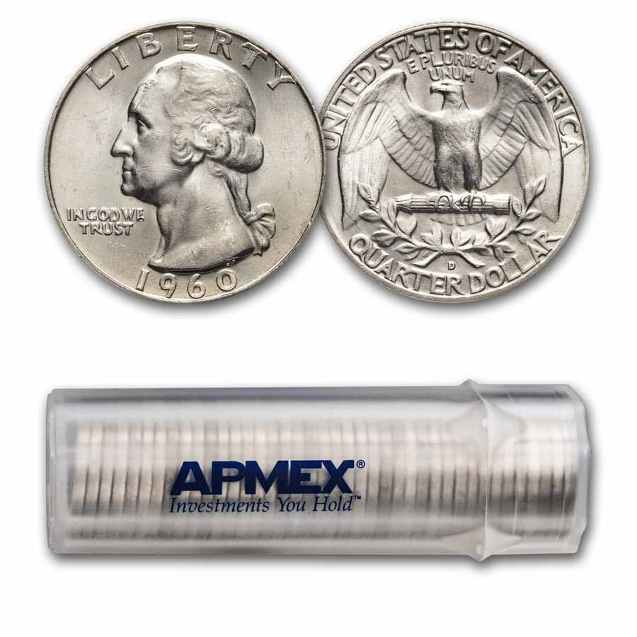 1960-D Washington Quarter 40-Coin Roll BU