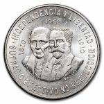 1960 Mexico Silver 10 Pesos 150th Anniversary AU/BU