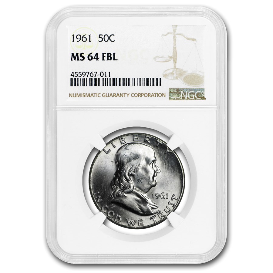 1961 Franklin Half Dollar MS-64 NGC (FBL)