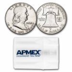 1962-D Franklin Half Dollar 20-Coin Roll Avg Circ