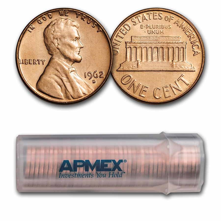 1962-D Lincoln Cent 50-Coin Roll BU