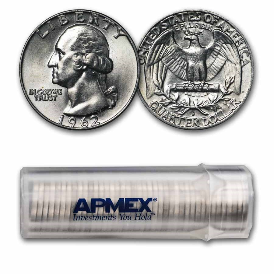 1962-D Washington Quarter 40-Coin Roll BU