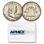 1962 Franklin Half Dollar 20-Coin Roll Avg Circ