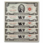 1963 $2.00 U.S. Note Red Seal CCU (Fr#1513) 6 Consecutive