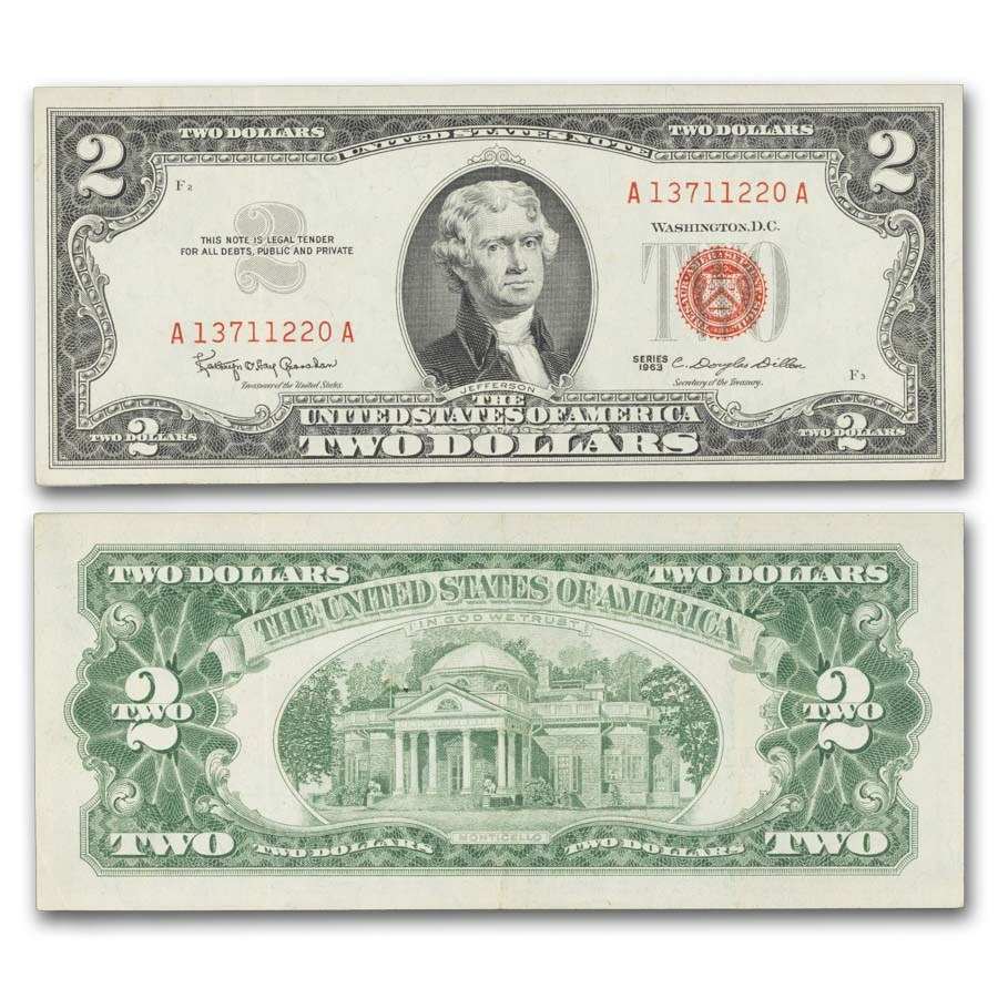 1963 $2.00 U.S. Note Red Seal VF (Fr#1513)