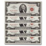 1963 $2.00 U.S. Notes Red Seal CCU (Fr#1513) 16 Consecutive