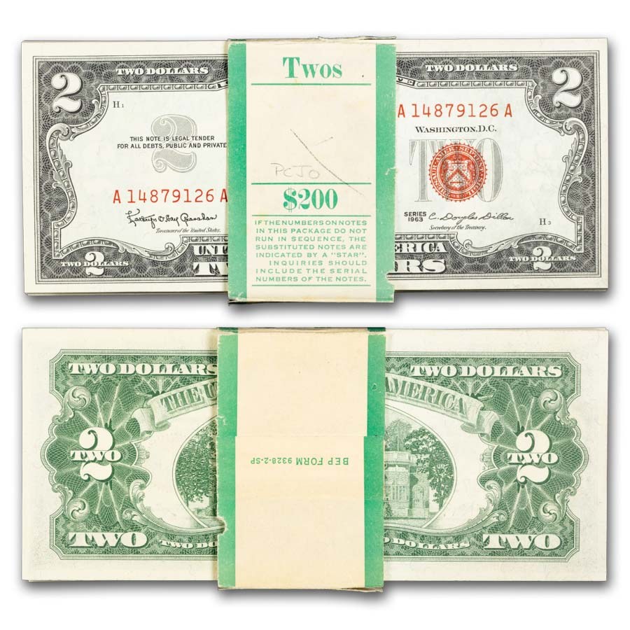 1963 $2.00 U.S. Notes Red Seal CCU (Fr#1513) 75 Consecutive